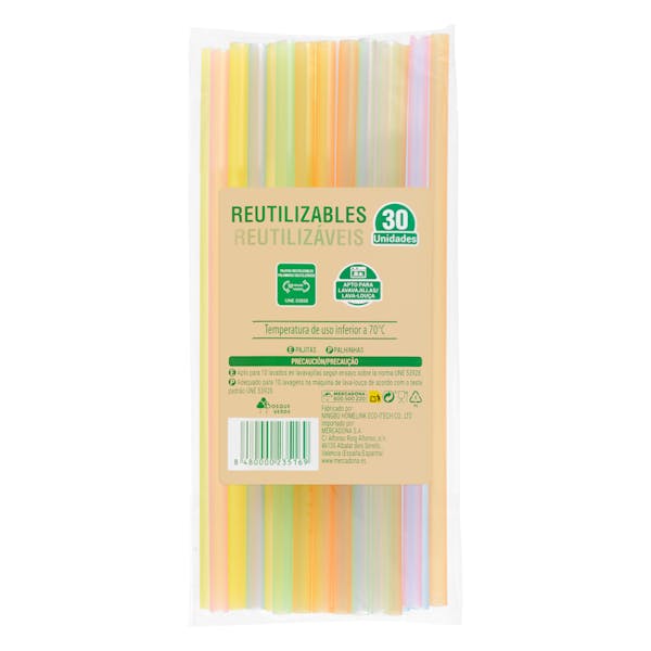 Pajitas rectas reutilizables