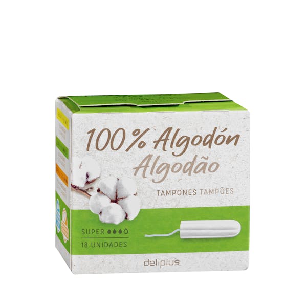 Tampones 100% algodón super Deliplus sin aplicador