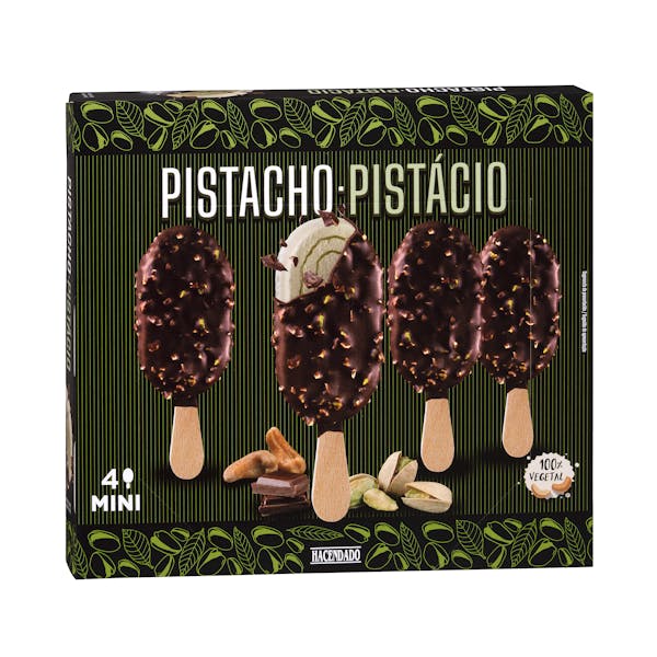 Mini helado bombón vegetal pistacho Hacendado a base de anacardos