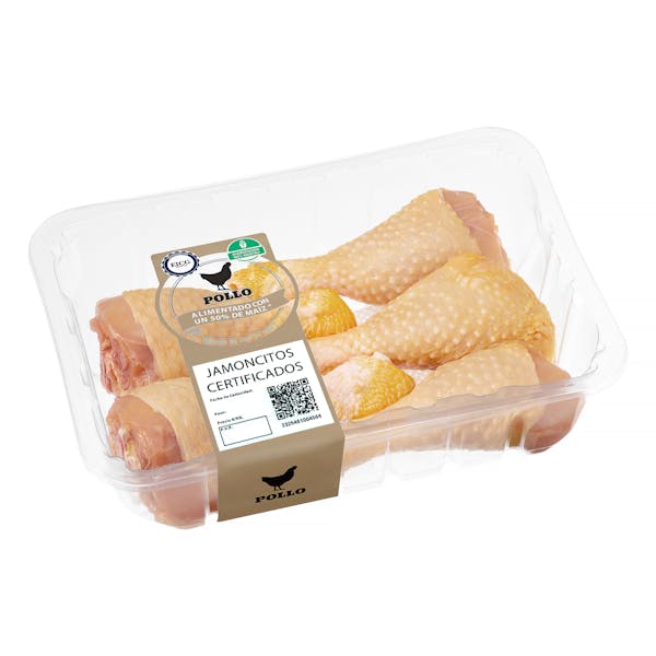 Jamoncitos de pollo certificado alimentado con un 50% de maíz