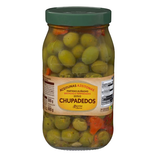 Aceitunas verdes Chupadedos Huerta de Barros partidas aliñadas