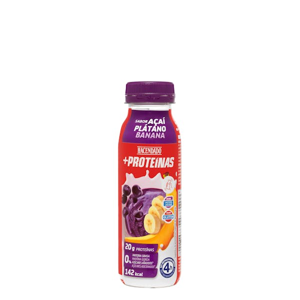 Bebida láctea sabor açaí plátano +Proteínas Hacendado 0% MG 20 g proteínas