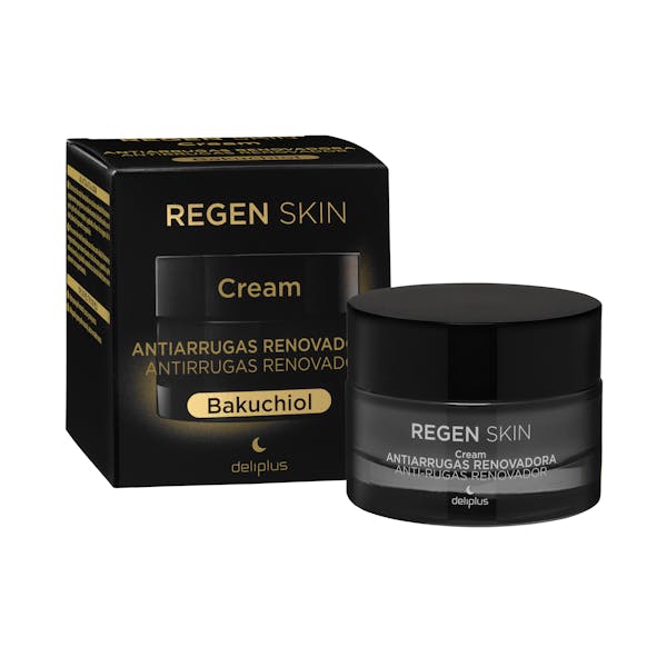 Crema facial noche antiarrugas renovadora Regen Skin Deliplus con Bakuchiol