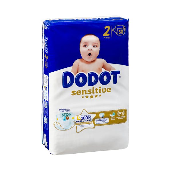Pañales bebé talla 2 Dodot Sensitive de 4-8 kg