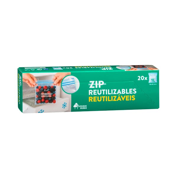 Bolsas zip congelación medianas Bosque Verde reutilizables