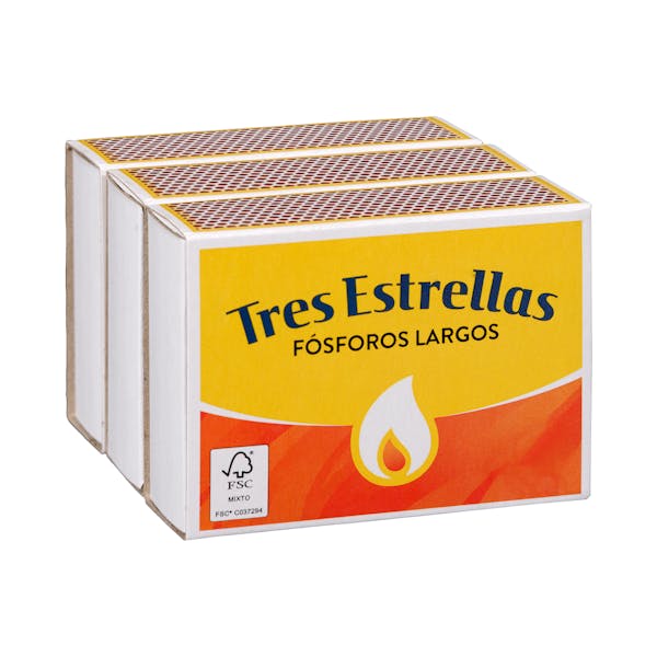 Fósforos de madera largos Tres Estrellas
