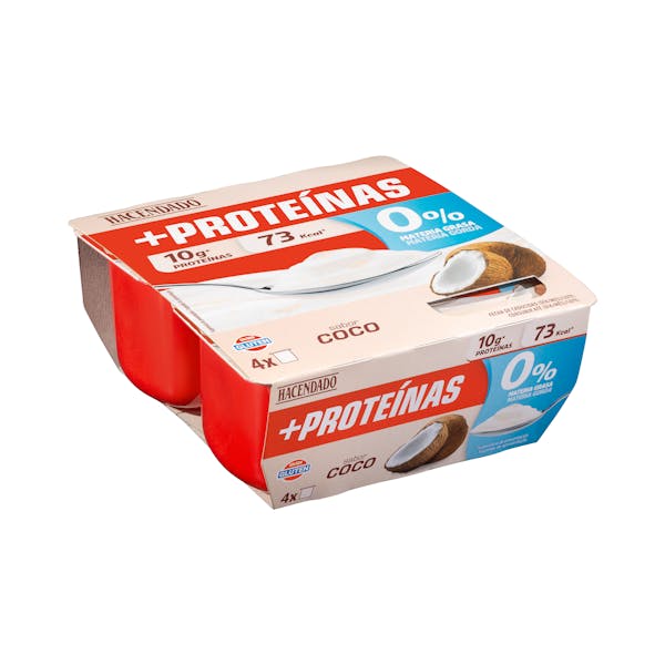Postre lácteo sabor coco +Proteínas Hacendado 0% MG 10 g proteínas