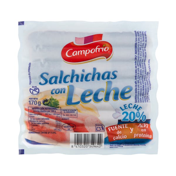Salchichas cocidas con leche Campofrío de pollo, cerdo y pavo