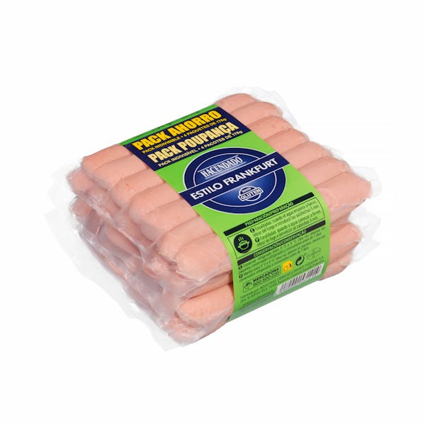 Salchichas cocidas estilo Frankfurt Hacendado de pollo y cerdo sabor ahumado