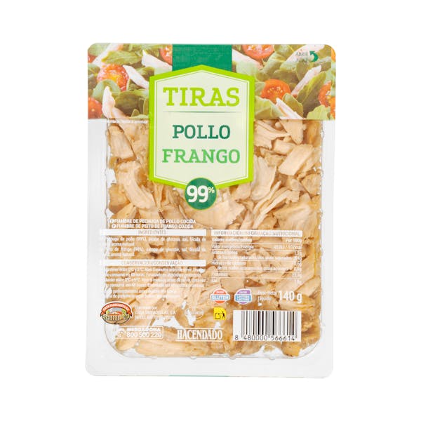 Tiras de pechuga de pollo al natural Hacendado
