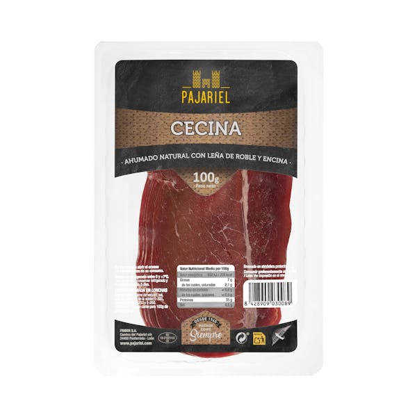 Cecina ahumada natural Embutidos Pajariel lonchas
