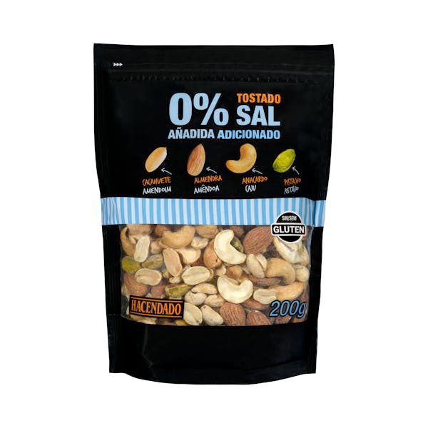 Cocktail frutos secos tostados 0% sal añadida Hacendado