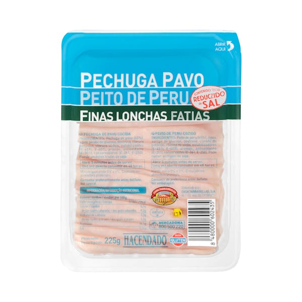 Pechuga de pavo reducido en sal Hacendado finas lonchas