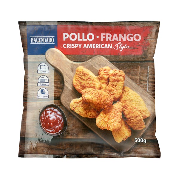 Pollo marinado rebozado Crispy American Style Hacendado ultracongelado