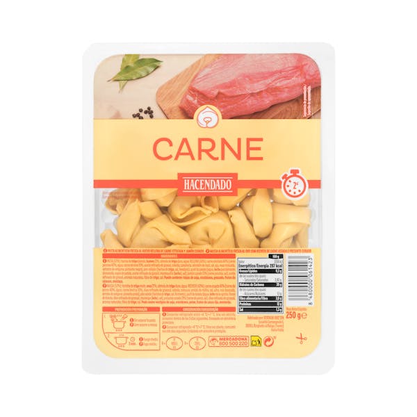 Pasta fresca tortellini rellena de carne Hacendado