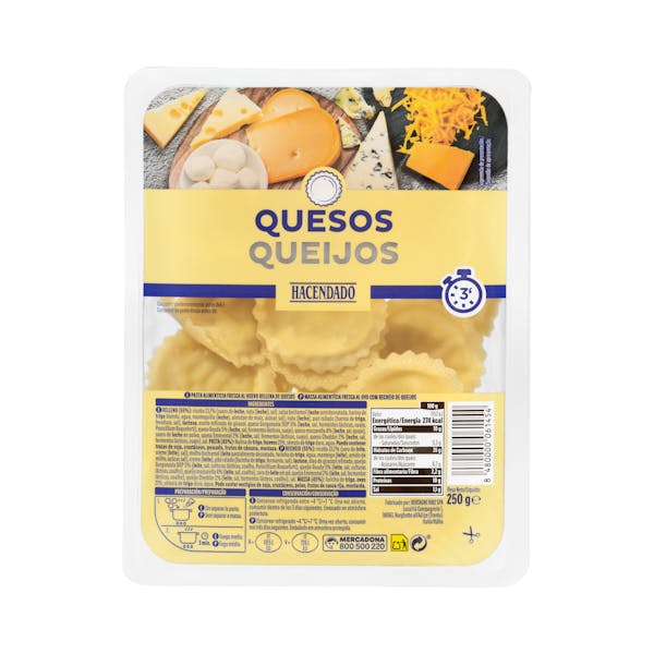 Pasta fresca girasoles rellena de quesos Hacendado