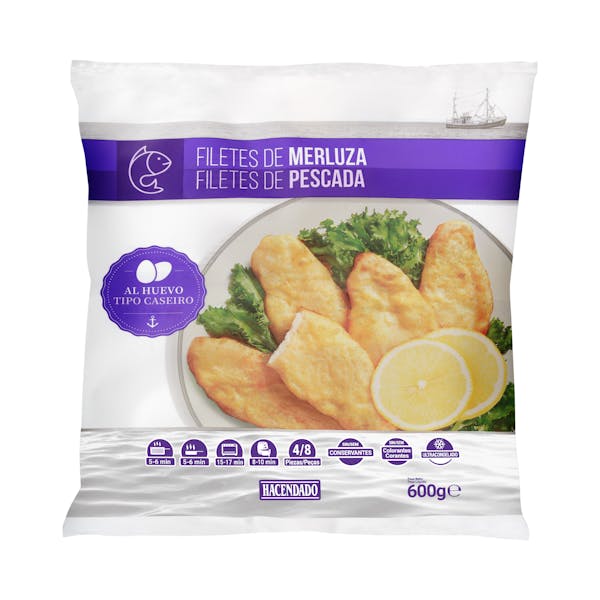 Filetes de merluza al huevo Hacendado ultracongelados
