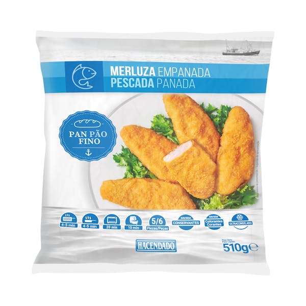 Merluza empanada pan fino Hacendado ultracongelada