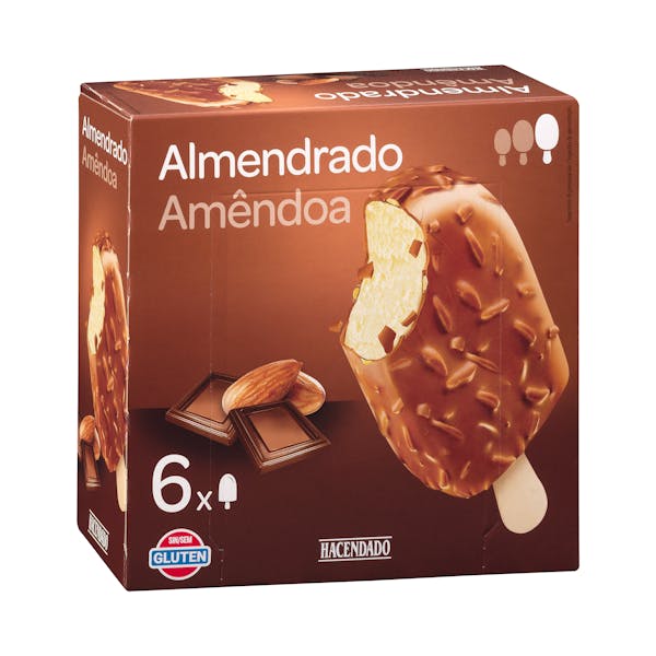 Helado bombón almendrado Hacendado sabor vainilla