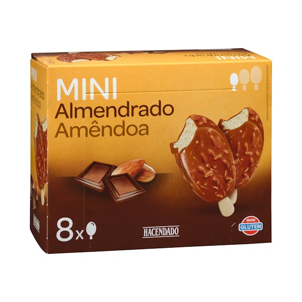 Mini helado bombón almendrado Hacendado sabor vainilla
