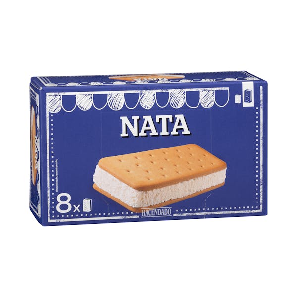Helado sándwich sabor nata Hacendado