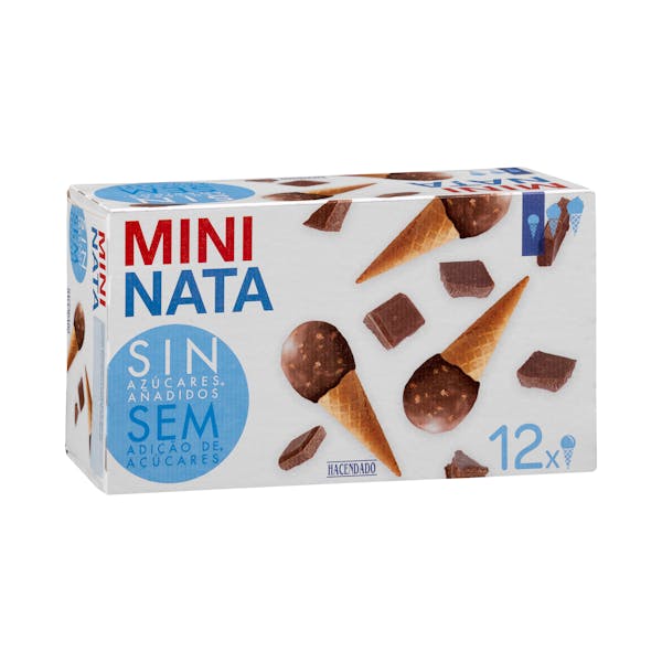 Mini helado cucurucho sabor nata Hacendado sin azúcares añadidos