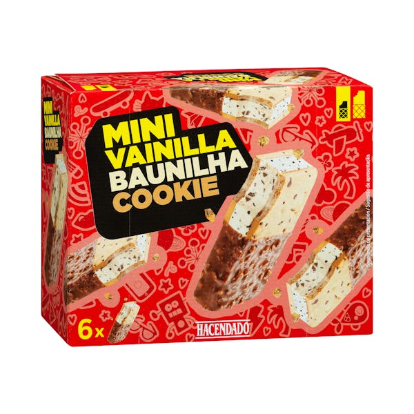 Mini helado sándwich sabor vainilla y cookie Hacendado