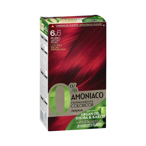 Coloración permanente 0% amoníaco 6.6 rubio oscuro rojizo Colorcor