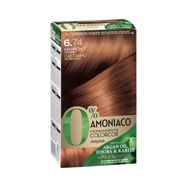 Coloración permanente 0% amoníaco 6.74 marrón cobrizo Colorcor