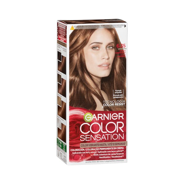 Coloración permanente 6.35 rubio caramelo Color Sensation