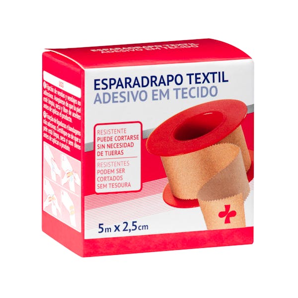 Esparadrapo textil adhesivo resistente color beige Deliplus
