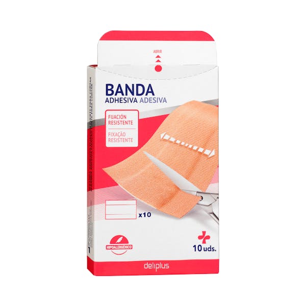 Bandas adhesivas fijación fuerte color beige Deliplus para cortar