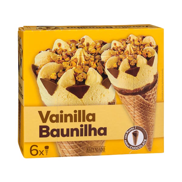 Helado cucurucho sabor vainilla Hacendado