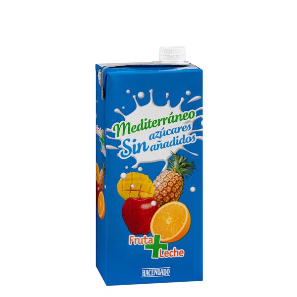 Fruta + leche mediterráneo Hacendado sin azúcares añadidos