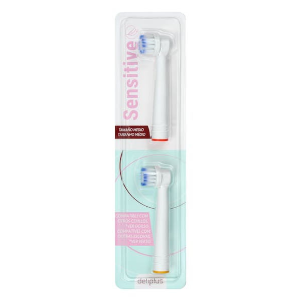 Recambios cepillo dental eléctrico Sensitive Deliplus tamaño medio