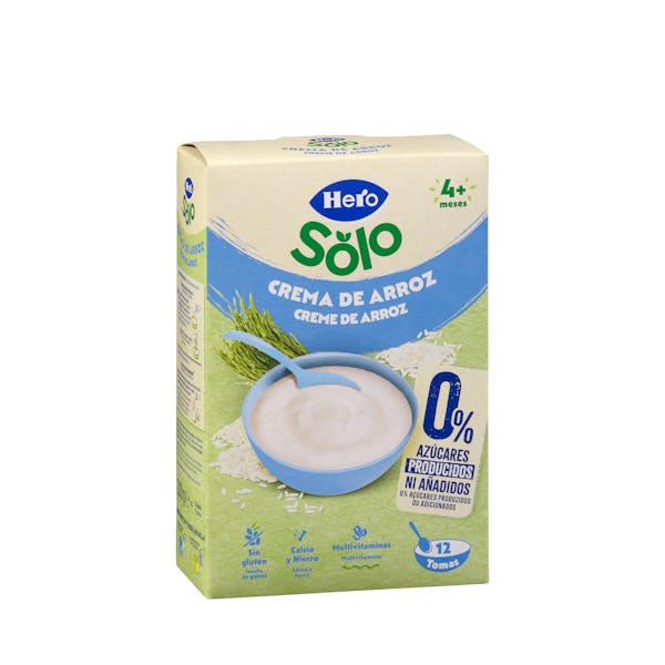 Papilla sin gluten crema de arroz Hero Solo +4 meses